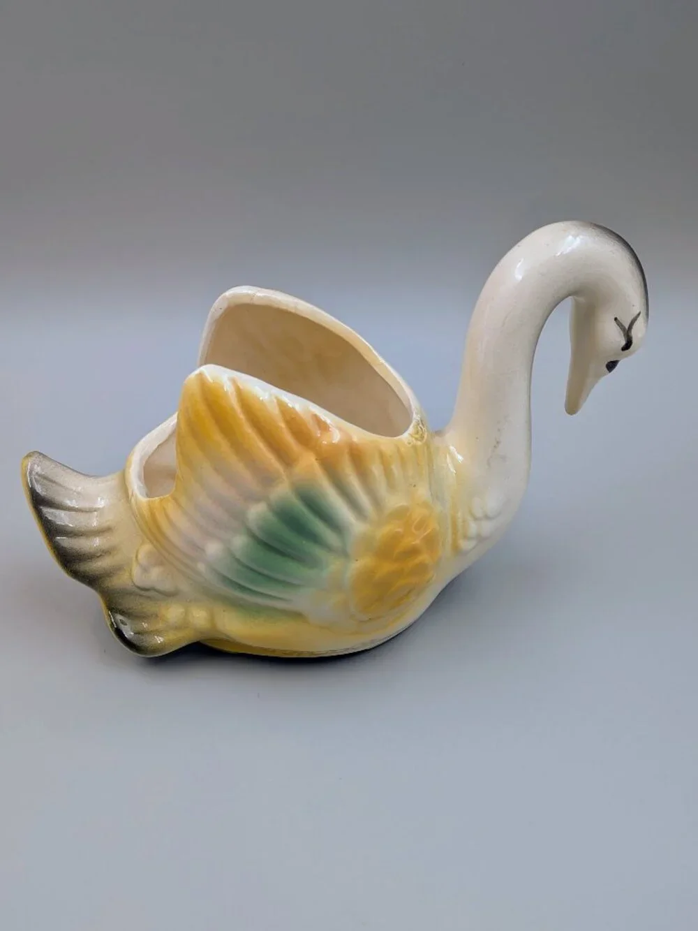 Vintage American Bisque Swan Planter USA 7001 -Midcentury Cottagecore Retro Home